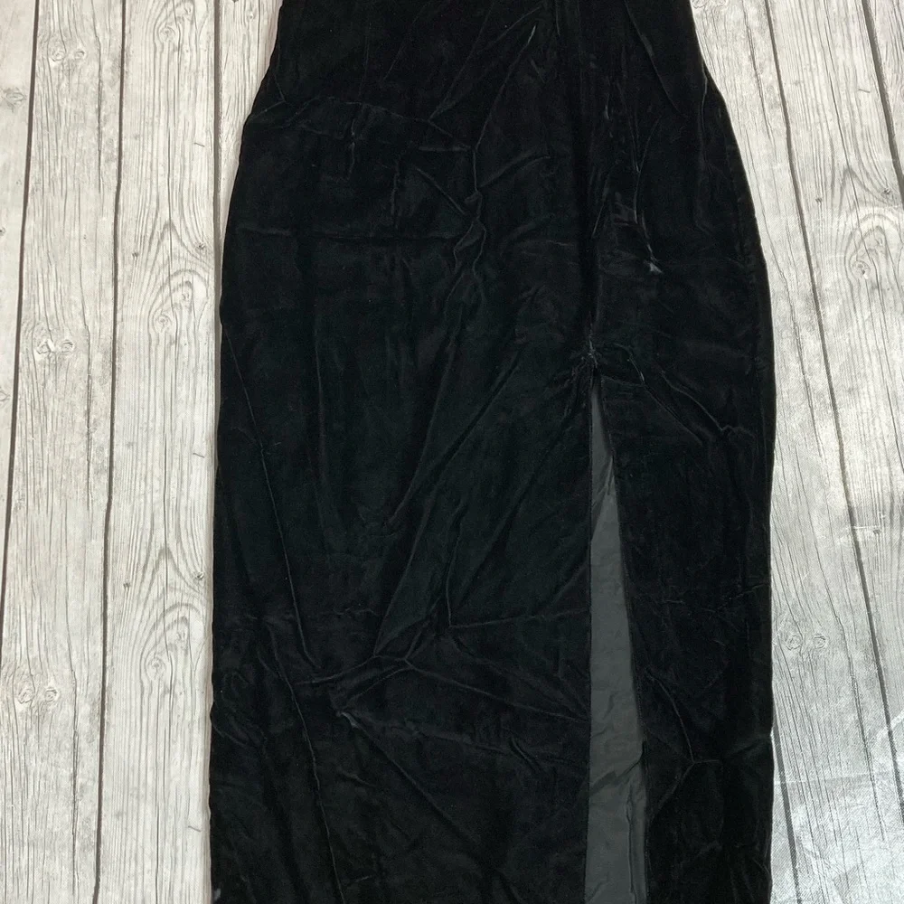 NWT Jessica McClintock Gunne Sax Vintage Black Velvet Spaghetti Strap Dress